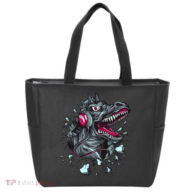 Trex Monster DJ Headphone Breakthrough Zip Tote Bag