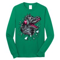 Trex Monster DJ Headphone Breakthrough Long Sleeve Shirt