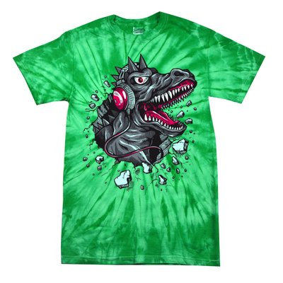 Trex Monster DJ Headphone Breakthrough Tie-Dye T-Shirt