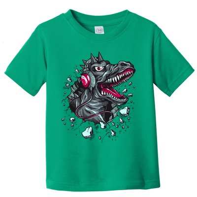 Trex Monster DJ Headphone Breakthrough Toddler T-Shirt