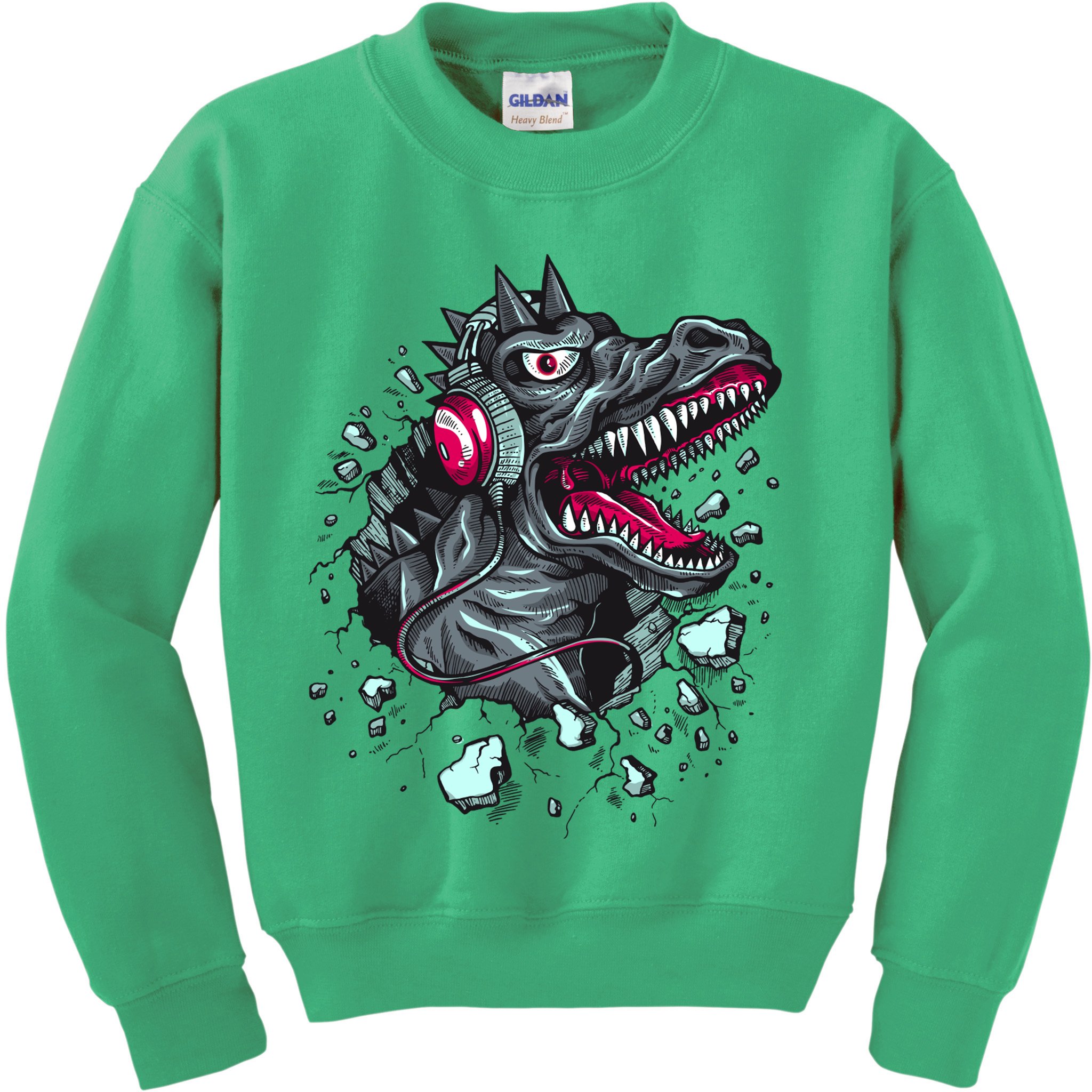 Trex Monster DJ Headphone Breakthrough Kids Sweatshirt