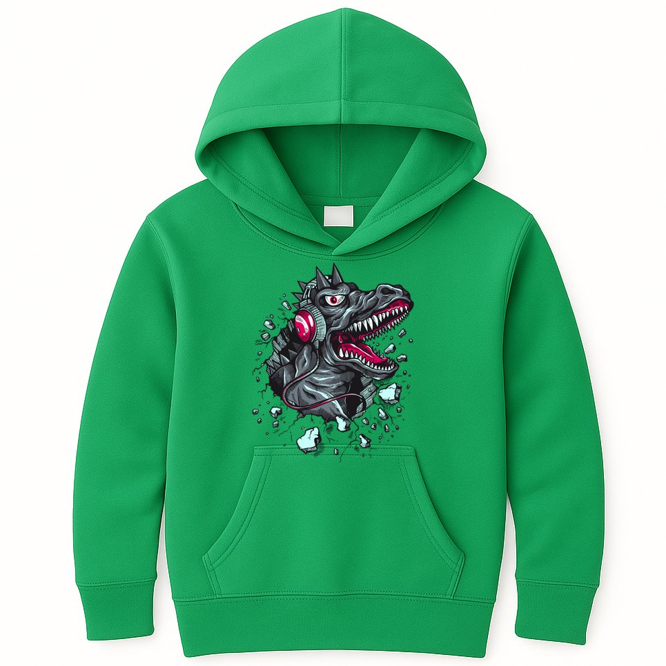 Trex Monster DJ Headphone Breakthrough Kids Hoodie