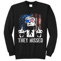 They Missed Donald Trump Shot Trump 2024 Us American Flag Sweatshirt