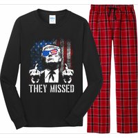 They Missed Donald Trump Shot Trump 2024 Us American Flag Long Sleeve Pajama Set