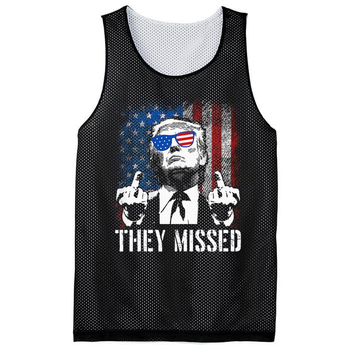 They Missed Donald Trump Shot Trump 2024 Us American Flag Mesh Reversible Basketball Jersey Tank