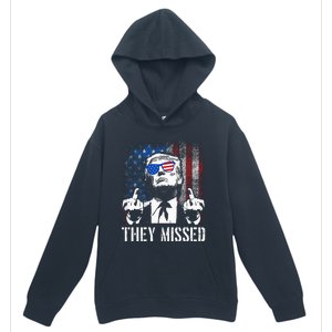 They Missed Donald Trump Shot Trump 2024 Us American Flag Urban Pullover Hoodie