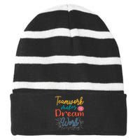 Teamwork Make Dreams Work Png Striped Beanie with Solid Band