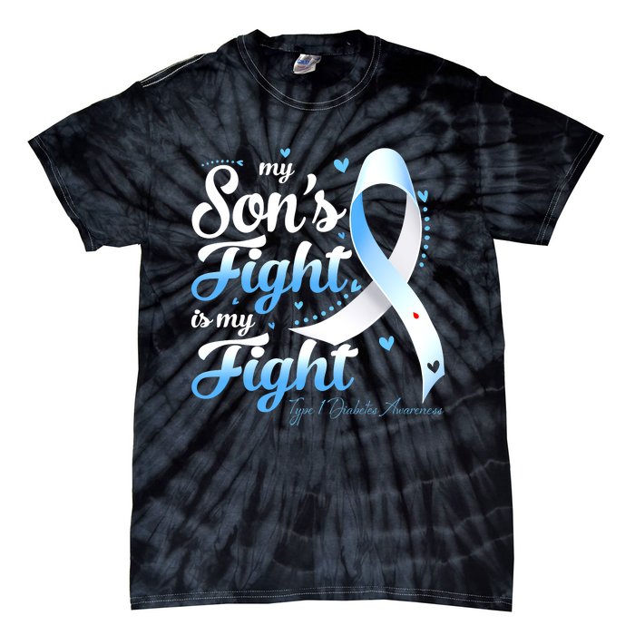 T1D Mom Dad Parents My Son's Fight Type 1 Diabetes Awareness Tie-Dye T-Shirt