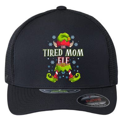 Tired Mom Elf Matching Family Group Christmas Party Flexfit Unipanel Trucker Cap