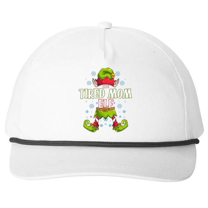 Tired Mom Elf Matching Family Group Christmas Party Snapback Five-Panel Rope Hat