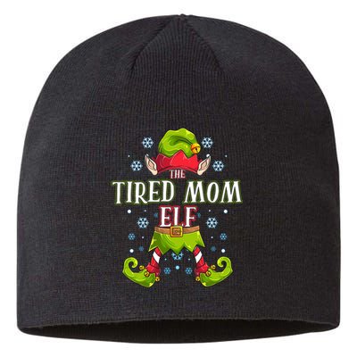 Tired Mom Elf Matching Family Group Christmas Party Sustainable Beanie