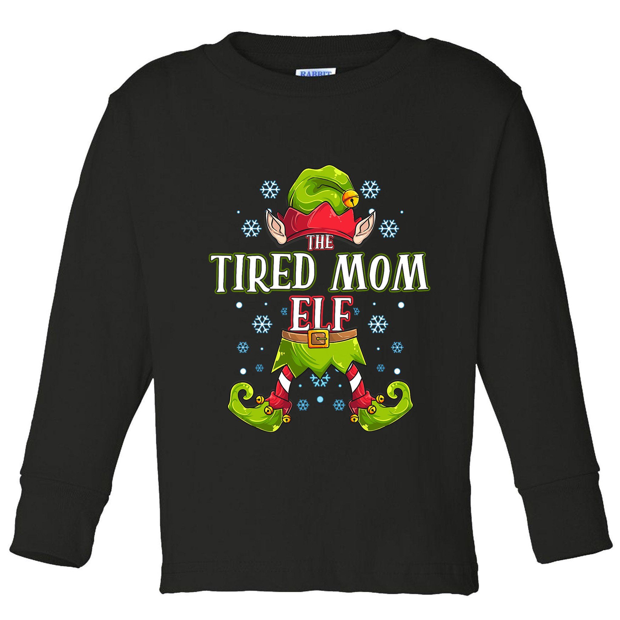 Tired Mom Elf Matching Family Group Christmas Party Toddler Long Sleeve Shirt