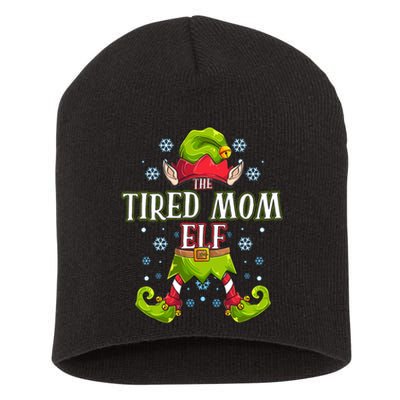 Tired Mom Elf Matching Family Group Christmas Party Short Acrylic Beanie