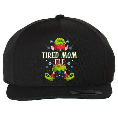 Tired Mom Elf Matching Family Group Christmas Party Wool Snapback Cap