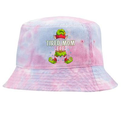 Tired Mom Elf Matching Family Group Christmas Party Tie-Dyed Bucket Hat