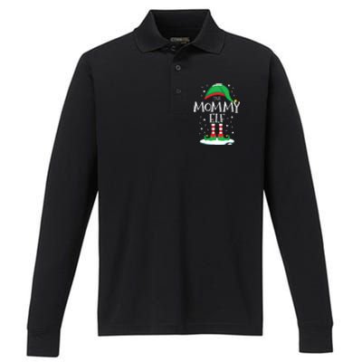 The Mommy Elf Christmas Family Matching Xmas Mom Group Funny Performance Long Sleeve Polo