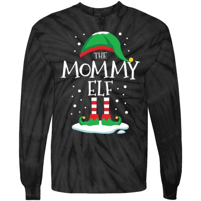 The Mommy Elf Christmas Family Matching Xmas Mom Group Funny Tie-Dye Long Sleeve Shirt