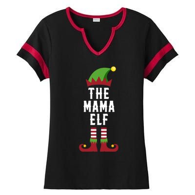 The Mama Elf Christmas Funny Gift For Mom Mum Or Mother Cute Gift Ladies Halftime Notch Neck Tee