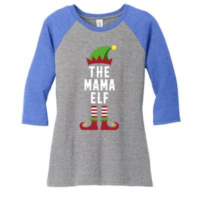 The Mama Elf Christmas Funny Gift For Mom Mum Or Mother Cute Gift Women's Tri-Blend 3/4-Sleeve Raglan Shirt