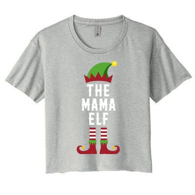 The Mama Elf Christmas Funny Gift For Mom Mum Or Mother Cute Gift Women's Crop Top Tee