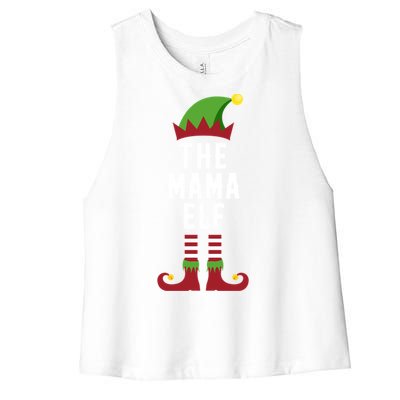 The Mama Elf Christmas Funny Gift For Mom Mum Or Mother Cute Gift Women's Racerback Cropped Tank