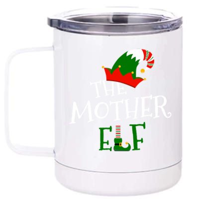 The Mother Elf Family Matching Group Gift Christmas Costume Gift 12 oz Stainless Steel Tumbler Cup