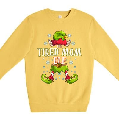 Tired Mom Elf Matching Family Group Christmas Party Premium Crewneck Sweatshirt