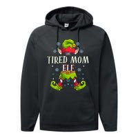 Tired Mom Elf Matching Family Group Christmas Party Performance Fleece Hoodie