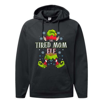 Tired Mom Elf Matching Family Group Christmas Party Performance Fleece Hoodie