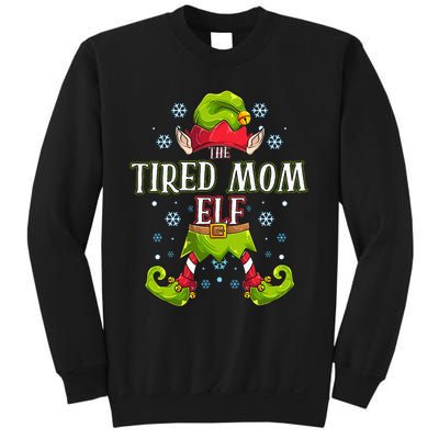 Tired Mom Elf Matching Family Group Christmas Party Sweatshirt