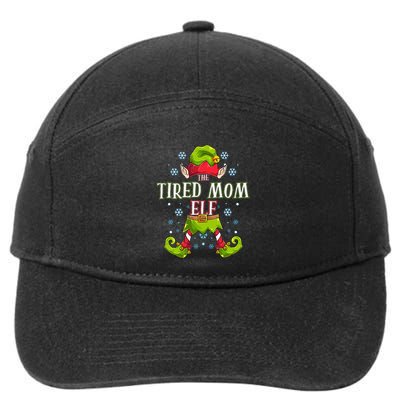 Tired Mom Elf Matching Family Group Christmas Party 7-Panel Snapback Hat