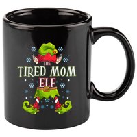 Tired Mom Elf Matching Family Group Christmas Party 11oz C Handle Ceramic Mug