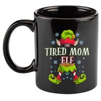 Tired Mom Elf Matching Family Group Christmas Party 11oz C Handle Ceramic Mug