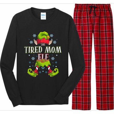 Tired Mom Elf Matching Family Group Christmas Party Long Sleeve Pajama Set