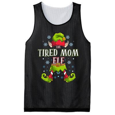 Tired Mom Elf Matching Family Group Christmas Party Mesh Reversible Basketball Jersey Tank