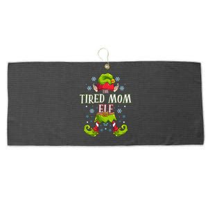 Tired Mom Elf Matching Family Group Christmas Party Large Microfiber Waffle Golf Towel