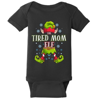 Tired Mom Elf Matching Family Group Christmas Party Baby Bodysuit