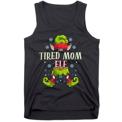 Tired Mom Elf Matching Family Group Christmas Party Tank Top