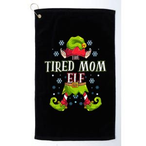 Tired Mom Elf Matching Family Group Christmas Party Platinum Collection Golf Towel