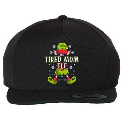 Tired Mom Elf Matching Family Group Christmas Party Wool Snapback Cap