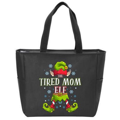 Tired Mom Elf Matching Family Group Christmas Party Zip Tote Bag