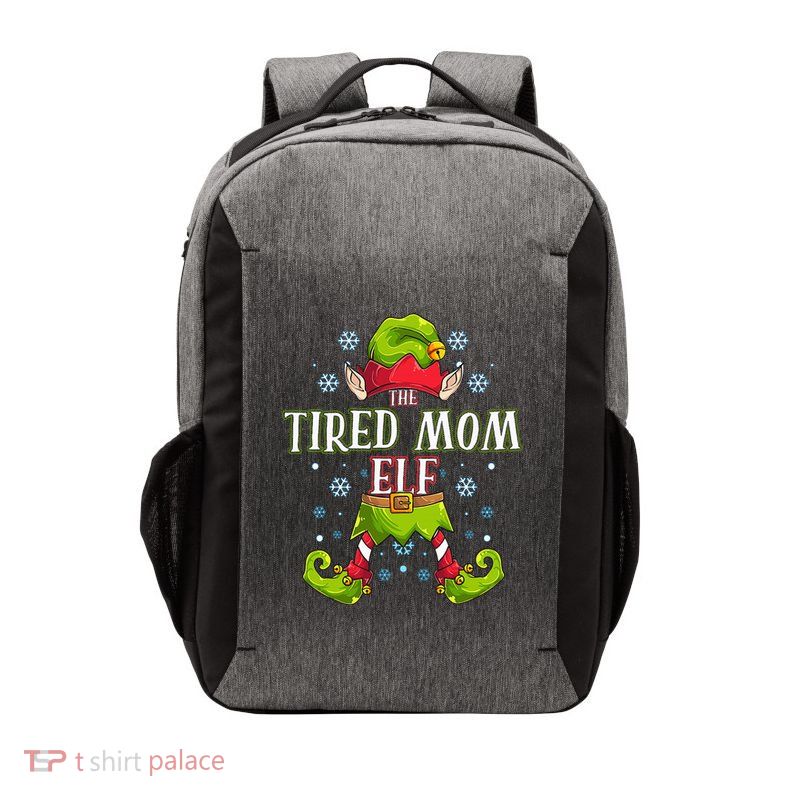 Tired Mom Elf Matching Family Group Christmas Party Vector Backpack