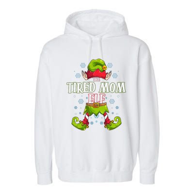 Tired Mom Elf Matching Family Group Christmas Party Garment-Dyed Fleece Hoodie