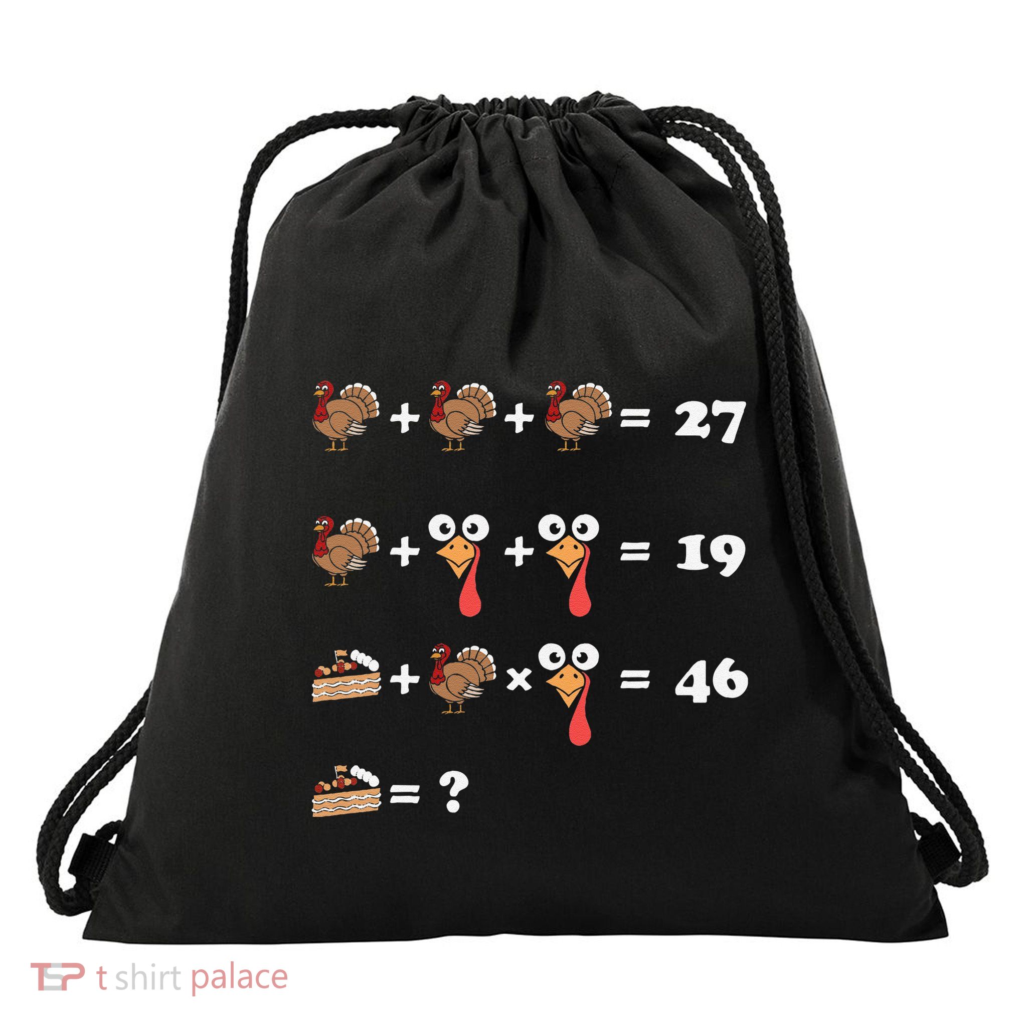 Thanksgiving Math Equation Count Answer Pie Drawstring Bag