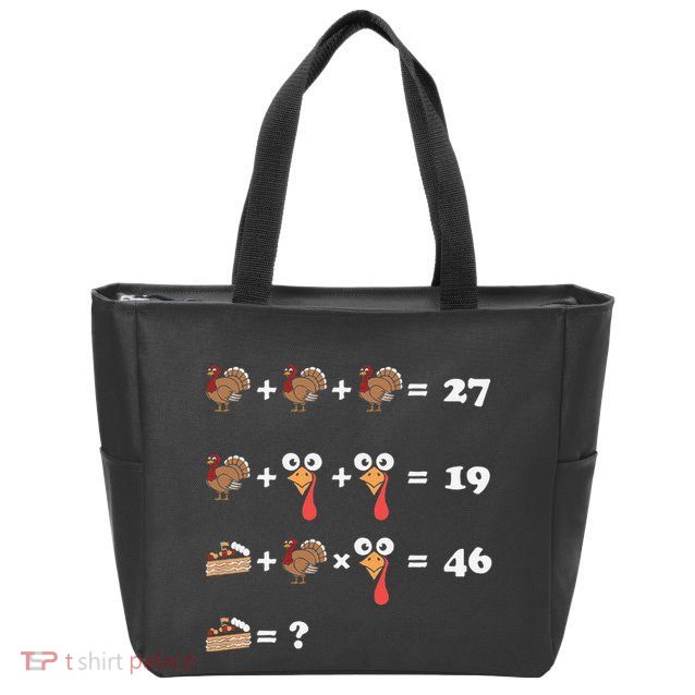 Thanksgiving Math Equation Count Answer Pie Zip Tote Bag
