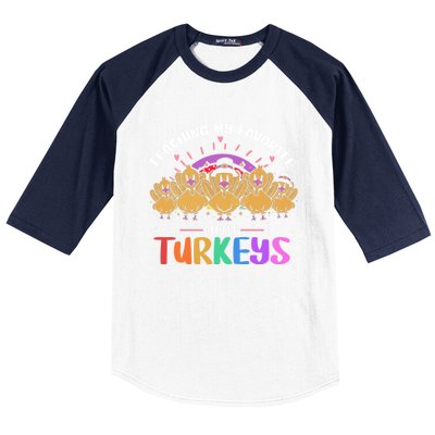 Teaching My Favorite Little Turkeys Preschool Teacher Meaningful Gift Baseball Sleeve Shirt