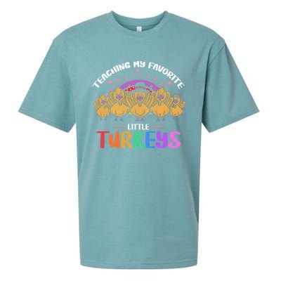 Teaching My Favorite Little Turkeys Preschool Teacher Meaningful Gift Sueded Cloud Jersey T-Shirt