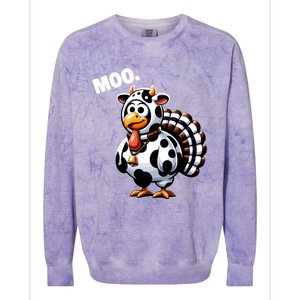 Turkey Moo Funny Thanksgiving Colorblast Crewneck Sweatshirt