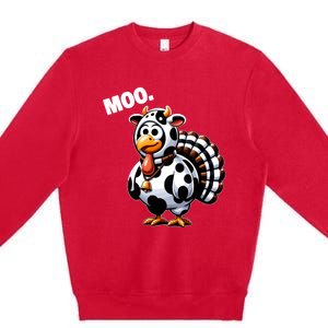 Turkey Moo Funny Thanksgiving Premium Crewneck Sweatshirt