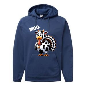 Turkey Moo Funny Thanksgiving Performance Fleece Hoodie